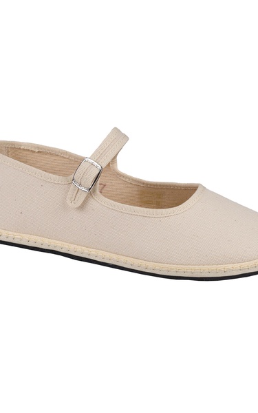 Cotton Canvas Mary Jane Flats