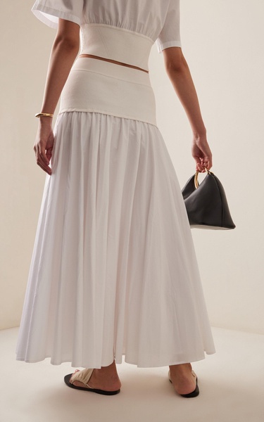 Stella Knit-Trimmed Cotton-Poplin Maxi Skirt