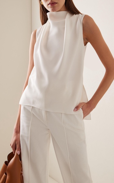 Blythe Draped Silk-Crepe Top