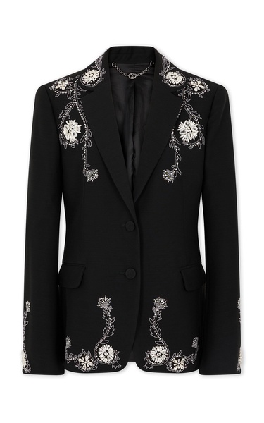 Embroidered Wool-Blend Blazer