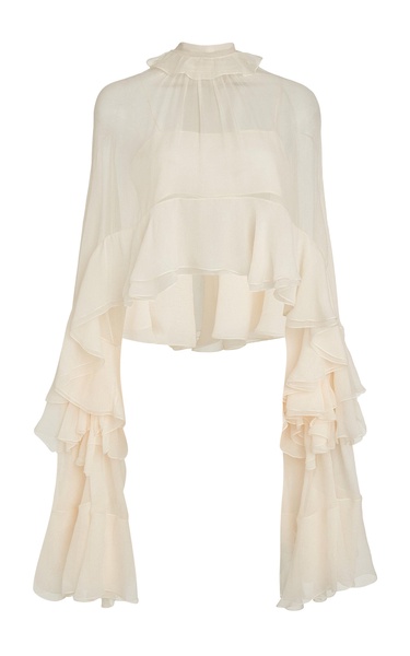 Ruffled Organic Silk Crop Top