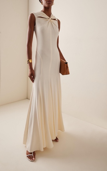 Phoebe Gathered Stretch-Crepe Maxi Dress