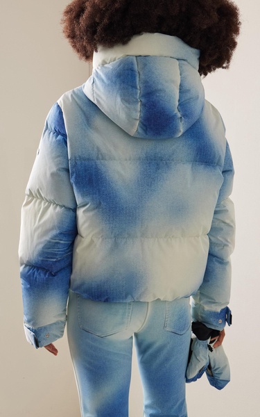 Ciel Bleu Denim-Print Down Ski Jacket