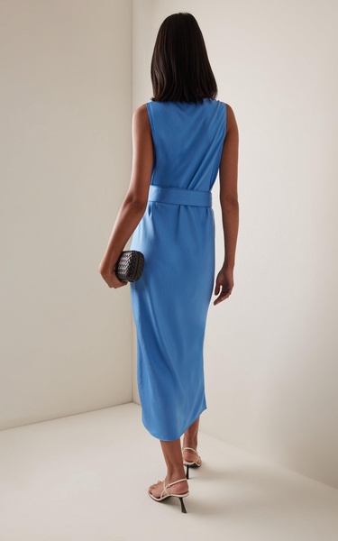 Belted Satin Midi Dress