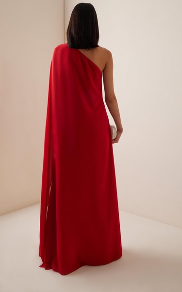 Asymmetric Georgette Maxi Cape Dress