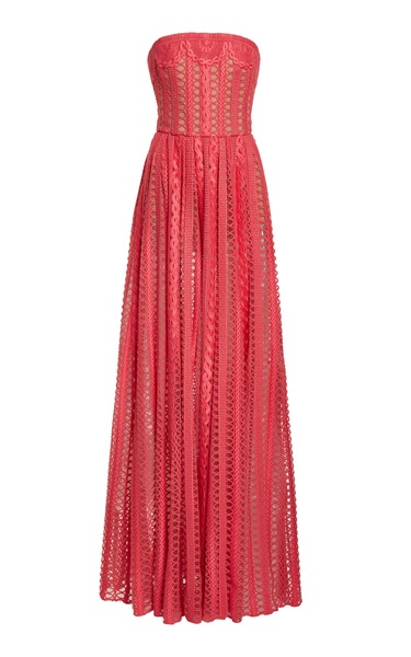 Embroidered Strapless Knit Maxi Dress