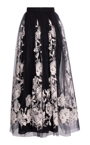 Embroidered Tulle Maxi Skirt