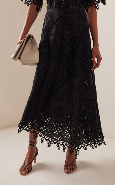 Solara Eyelet-Lace Linen Maxi Skirt