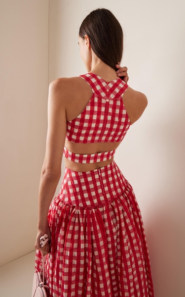 Vichy gingham cutout crop top