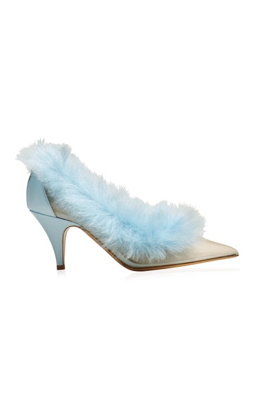 River Iconic Shearling Mesh Pumps