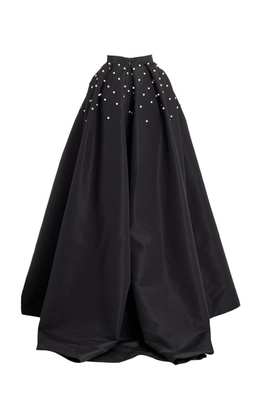 Pearl-Embroidered Silk Faille Ball Skirt