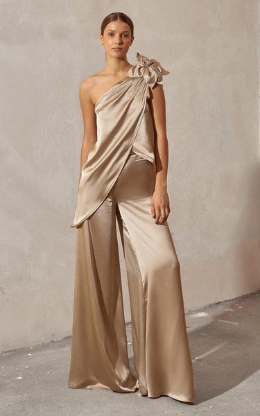 Coleccionista Wide-Leg Silk Charmeuse Pants