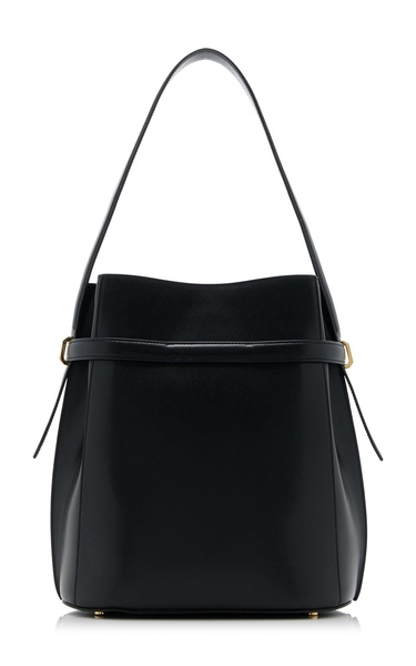 Belted Leather Bucket Bag