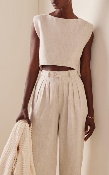 Exclusive Martina Linen Crop Top