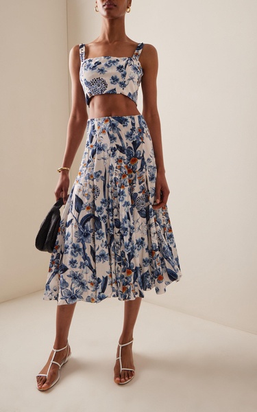 Mimosa Petalo Pleated Jacquard Midi Skirt