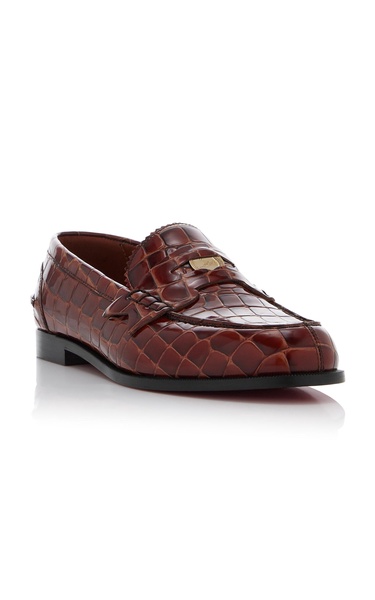 Donna Croc-Embossed Leather Penny Loafers