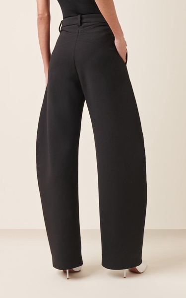 Rounded Wool Wide-Leg Pants