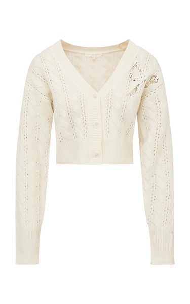 Leonta Pointelle Wool-Cashmere Cardigan