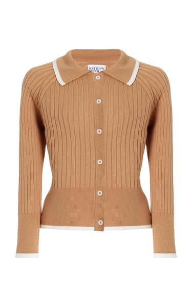 Ribbed-Knit Cotton-Blend Cropped Cardigan