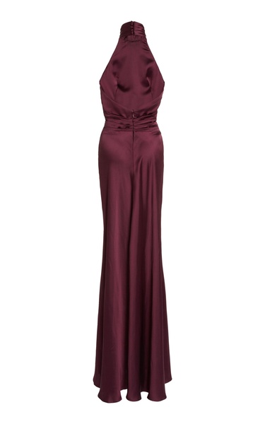 Gathered Satin Maxi Dress