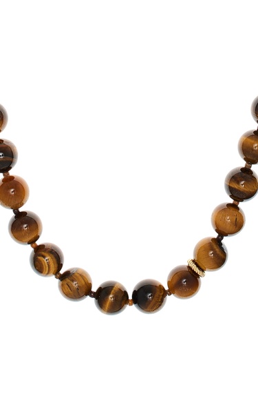 Eye of the Tiger 18K Gold-Plated Pearl and Tigers Eye Necklace