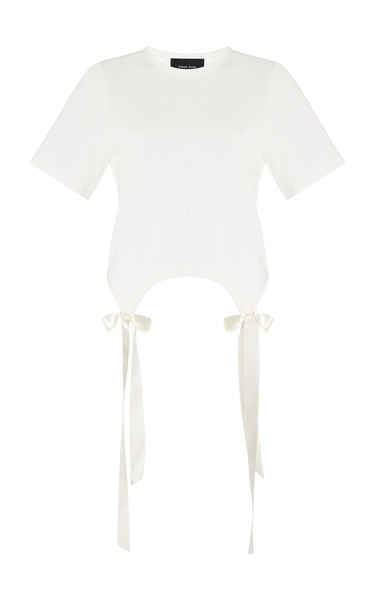 Easy Ribbon-Detailed Cotton T-Shirt