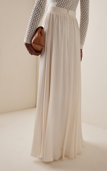  Pleated Silk Maxi Skirt