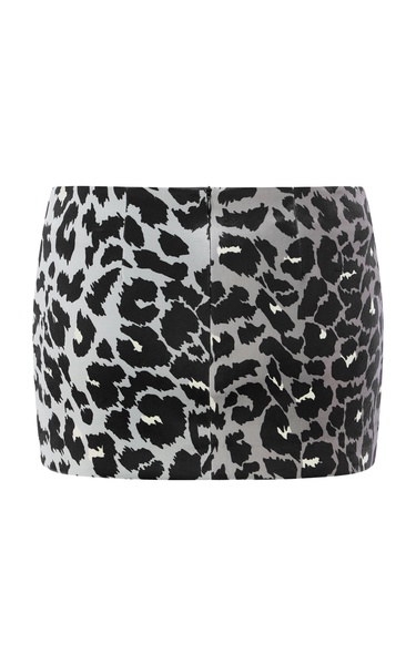 Leopard Printed Velvet Mini Skirt