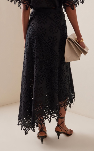 Solara Eyelet-Lace Linen Maxi Skirt