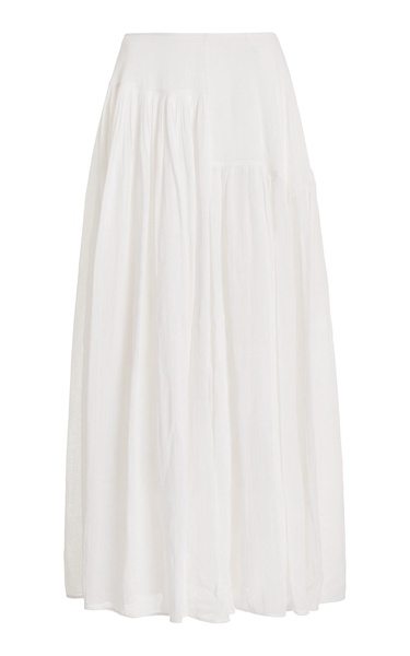 Femke Pleated Cotton-Silk Maxi Skirt