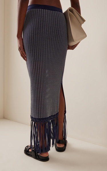 Arden Fringed Knit Midi Skirt