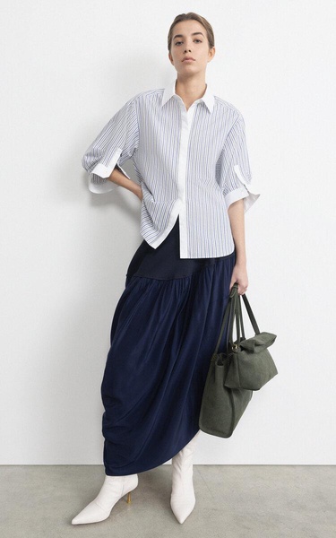 Gemma Oversized Puff-Sleeve Striped-Cotton Shirt