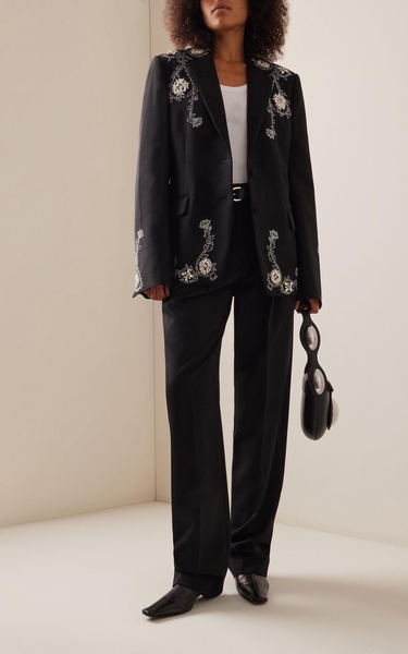 Embroidered Wool-Blend Blazer