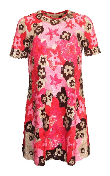 Floral Sequined Shift Dress