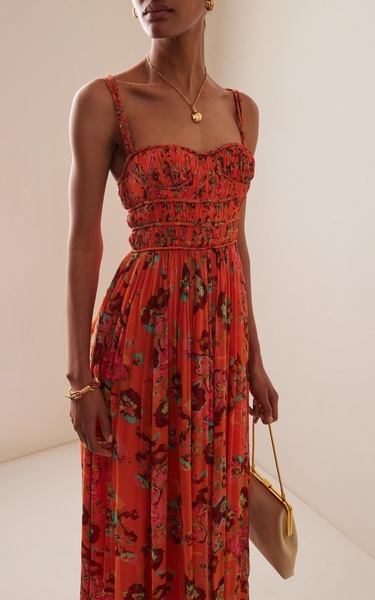 Ines Floral-Printed Silk Maxi Dress