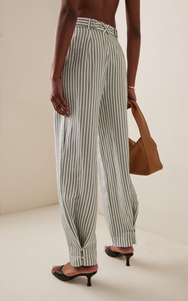 Lorenzo Striped Linen-Blend Pleated Wide-Leg Pants