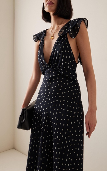 Romy Polka-Dotted Chiffon Maxi Dress