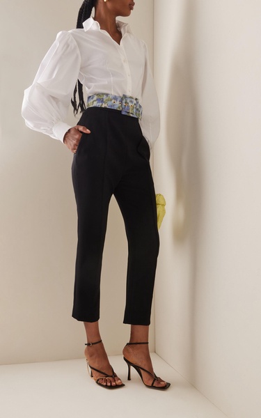 Cropped High-Rise Crepe Pants