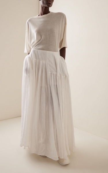 Femke Pleated Cotton-Silk Maxi Skirt