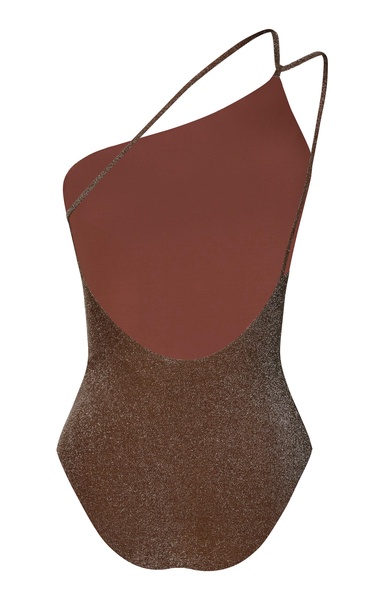 Fire Glittered Asymmetric One-Piece Swimsuit