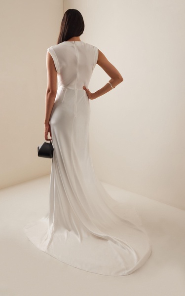 Open-Front Satin Gown