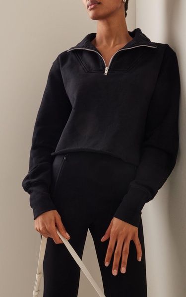 Hayley Cropped Half Zip Cotton Sweatshirt