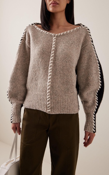 Whip-Stitched Wool-Blend Knit Sweater