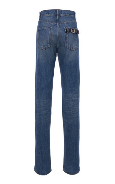 Belt-Detailed Rigid High-Rise Straight-Leg Jeans