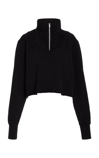 Hayley Cropped Half Zip Cotton Sweatshirt