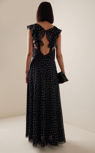 Romy Polka-Dotted Chiffon Maxi Dress