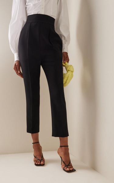 Cropped High-Rise Crepe Pants