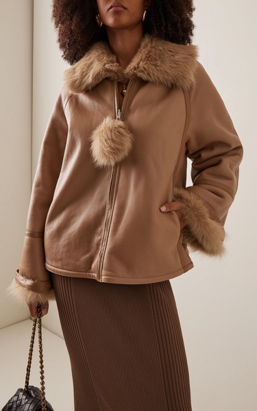 Odellies Fur-Trimmed Shearling Coat