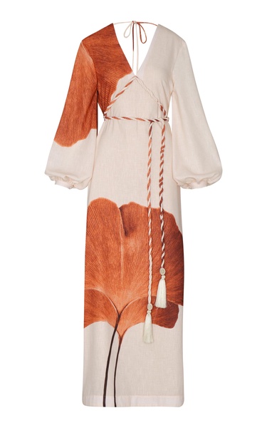 Odisea Caribeña Tassel-Detailed Linen Maxi Dress