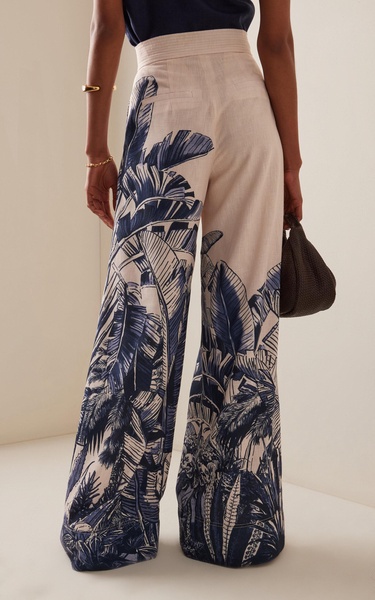 Exclusive Puerto Island-Print Linen Pants